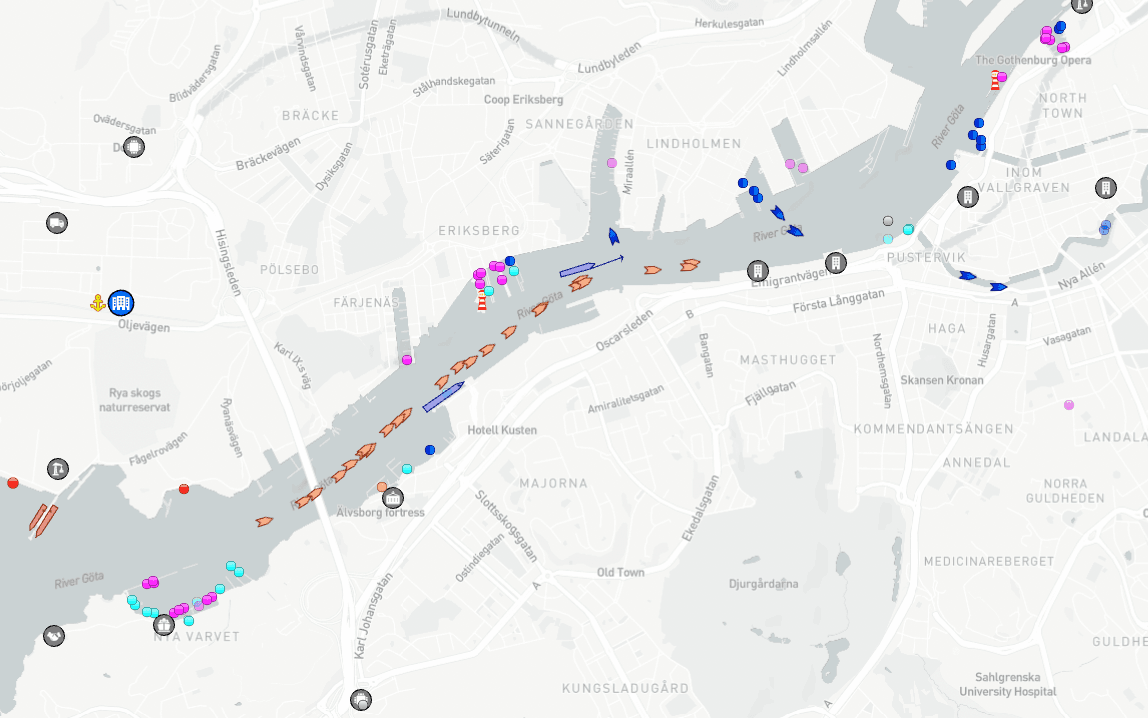 Strax efter 11 på fredagen var båtarna på älven i höjd med Majorna. 