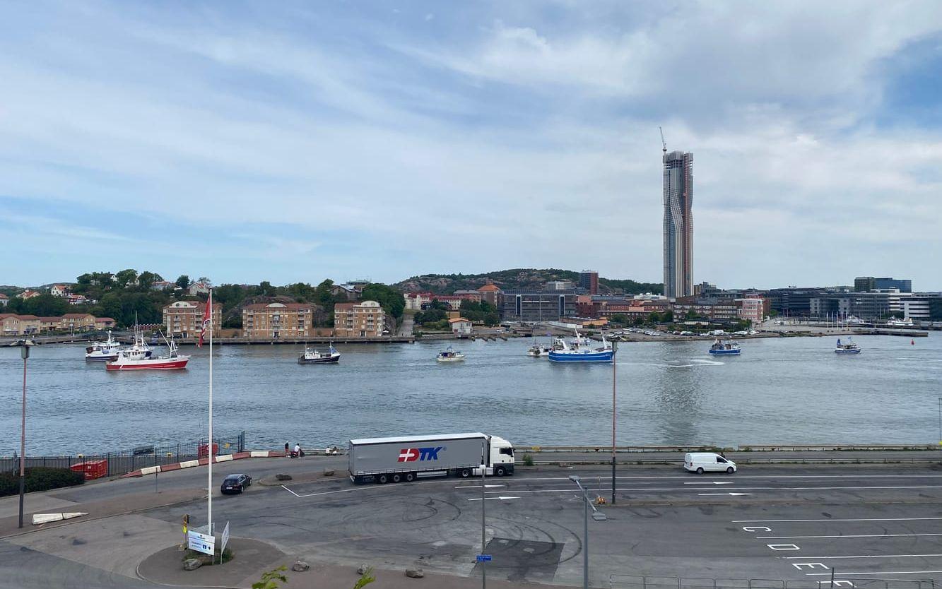 Båtarna på väg in i Göteborg.